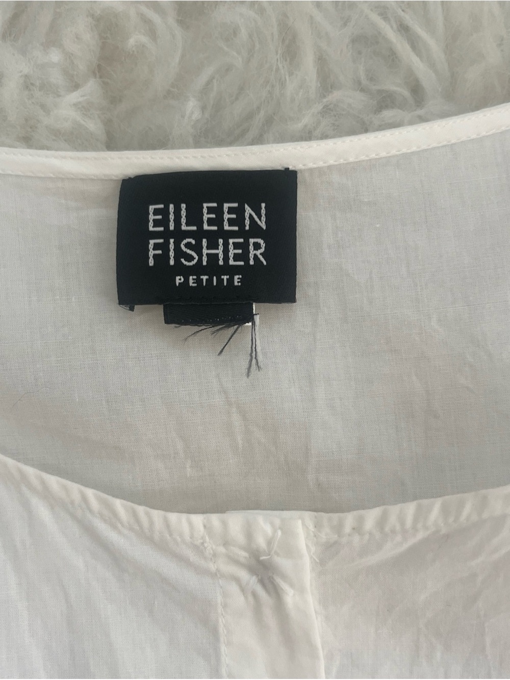 Eileen Fisher White Drawstring Waist Button-Front Blouse - Picture 4 of 6